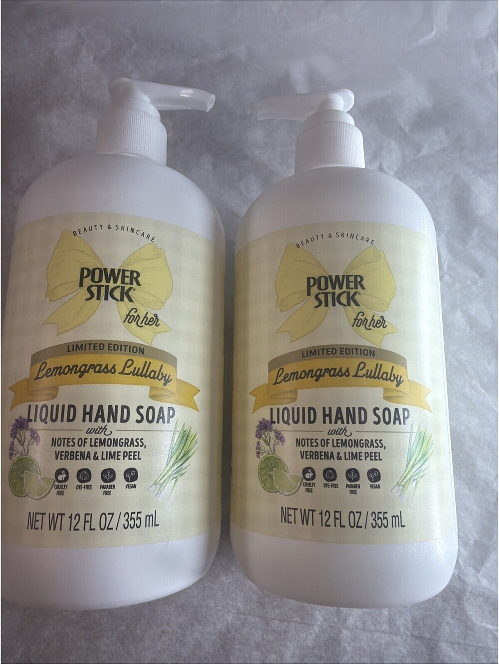 Power Stick For Her Lemongrass Lullaby Hand Soap 12oz Verbena Lime Peel 2 Pack